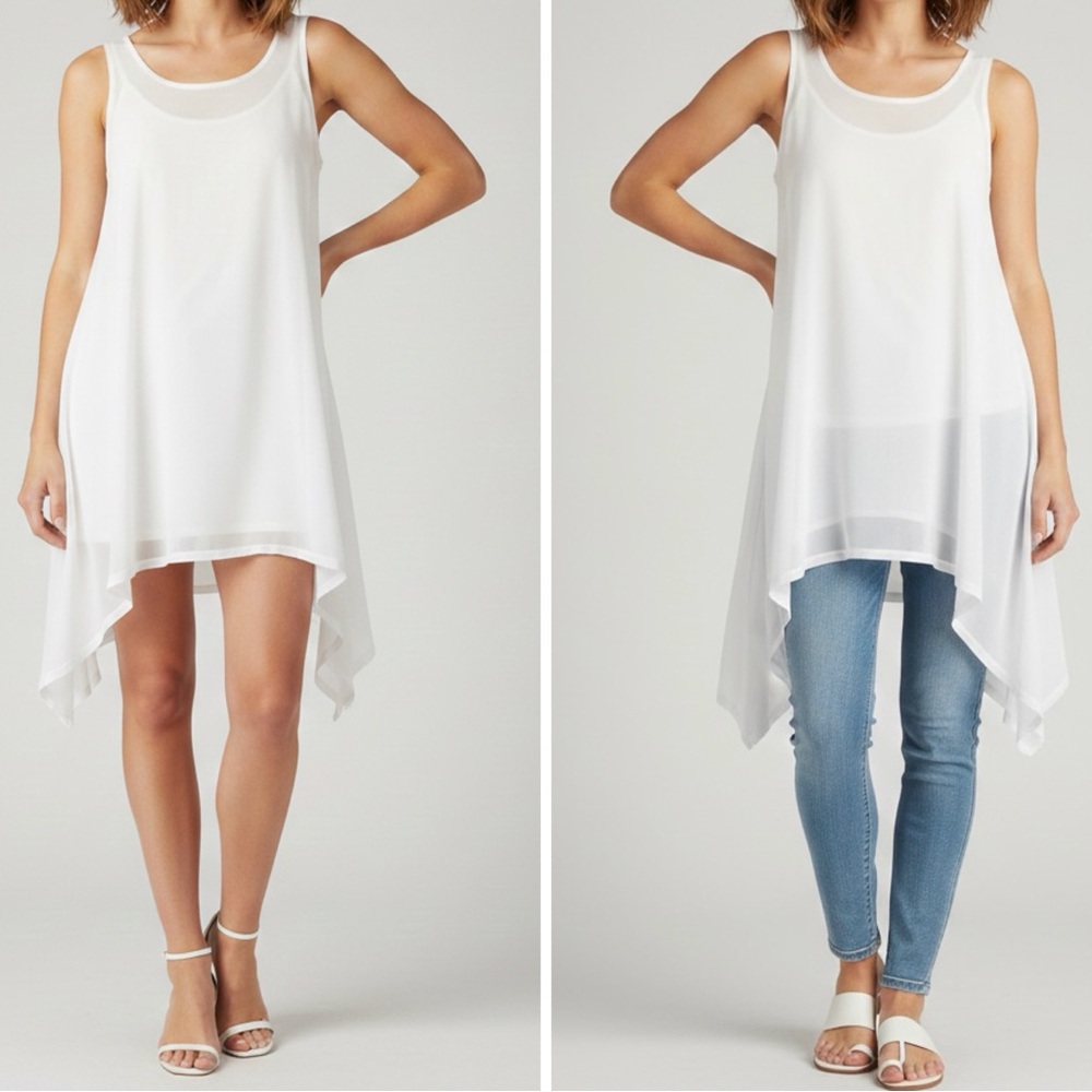 Sparkling Sheer Boho Asymmetrical Layering Dress Tunic Top Fairy Glitter